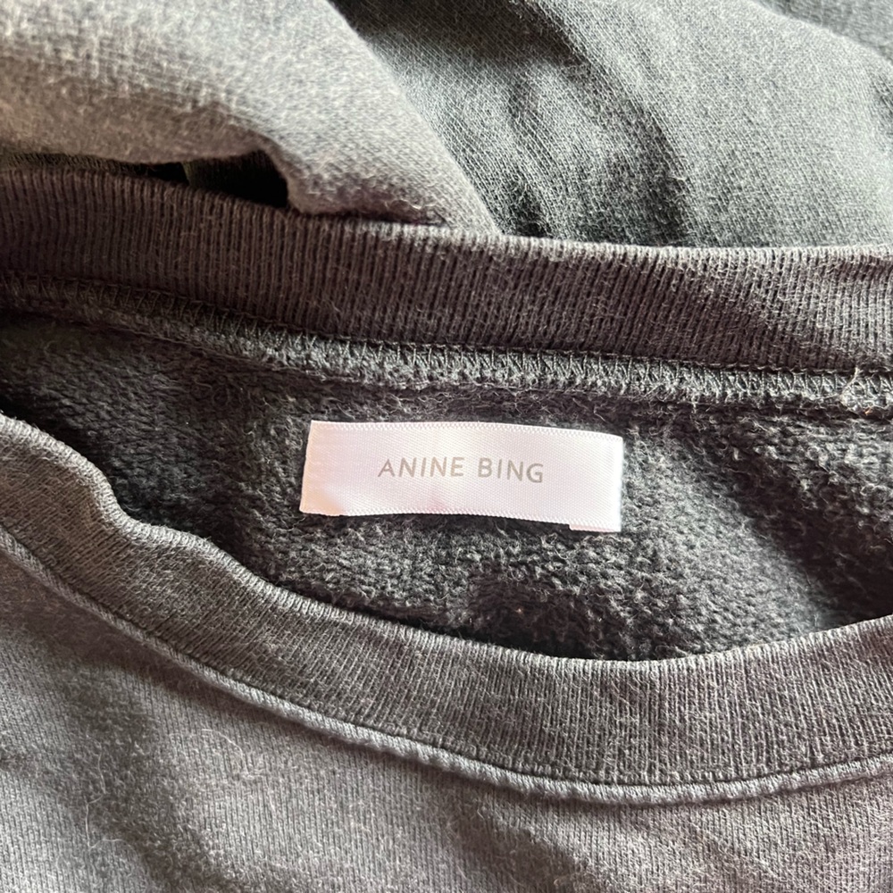 Anine Bing LA XS USA Eagle Flag Graphic Charcoal Sweatshirt oversized cotton - Picture 3 of 7